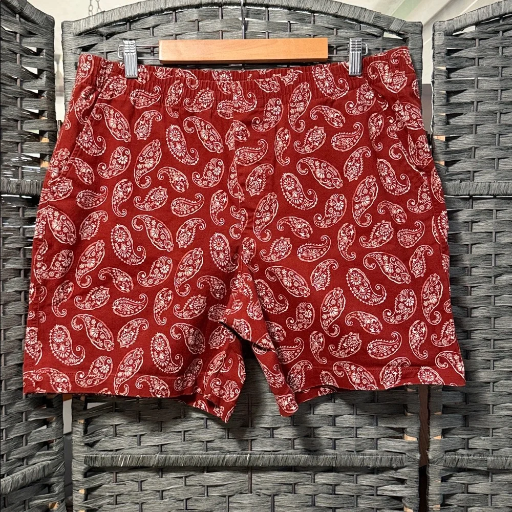 Lands' End Brick Red Paisley Shorts NWOT!